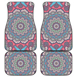 Pastel Mandala Bohemian Pattern Print Front and Back Car Floor Mats