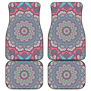 Pastel Mandala Bohemian Pattern Print Front and Back Car Floor Mats