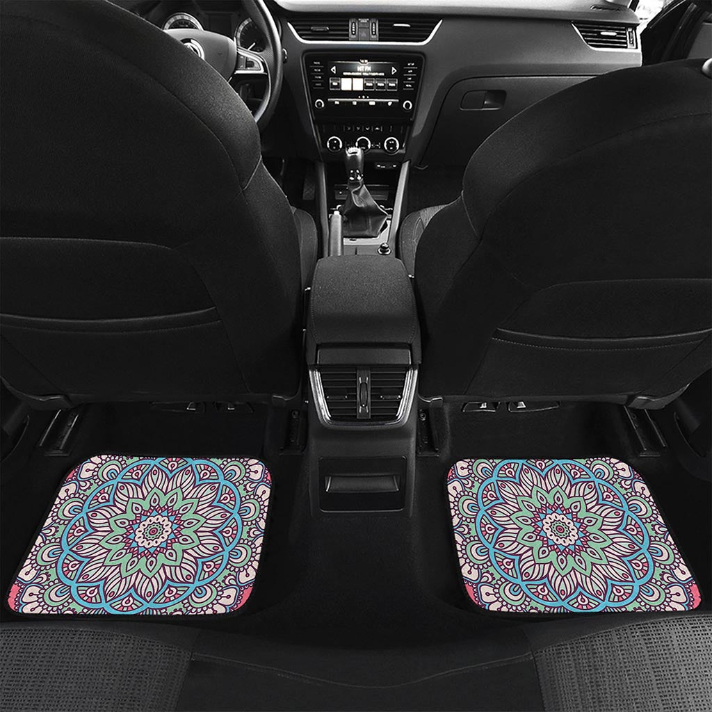 Pastel Mandala Bohemian Pattern Print Front and Back Car Floor Mats