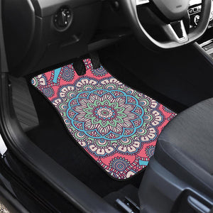 Pastel Mandala Bohemian Pattern Print Front and Back Car Floor Mats