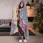 Pastel Mandala Bohemian Pattern Print Hooded Blanket