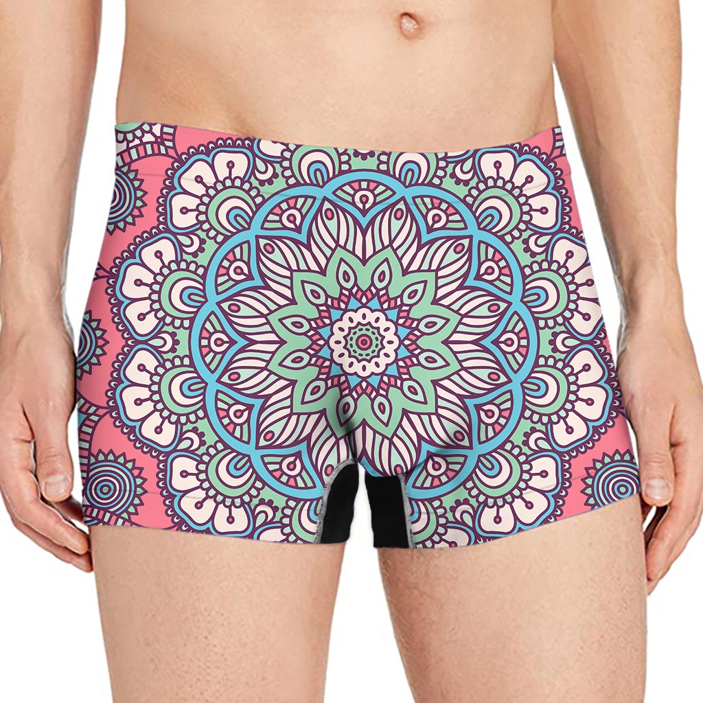 Pastel Mandala Bohemian Pattern Print Men's Boxer Briefs