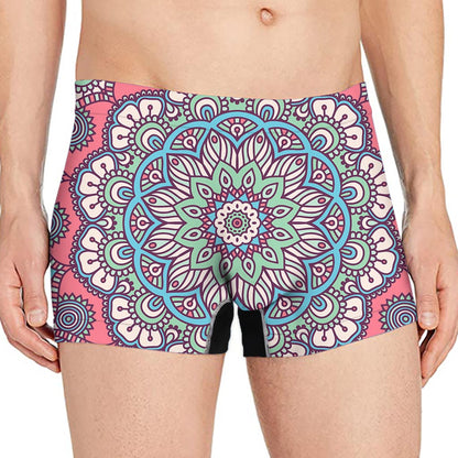 Pastel Mandala Bohemian Pattern Print Men's Boxer Briefs