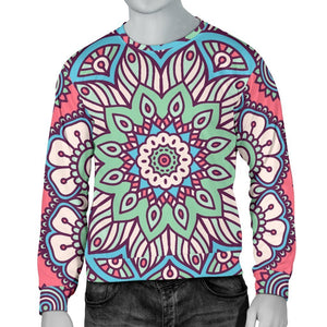 Pastel Mandala Bohemian Pattern Print Men's Crewneck Sweatshirt GearFrost