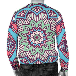 Pastel Mandala Bohemian Pattern Print Men's Crewneck Sweatshirt GearFrost