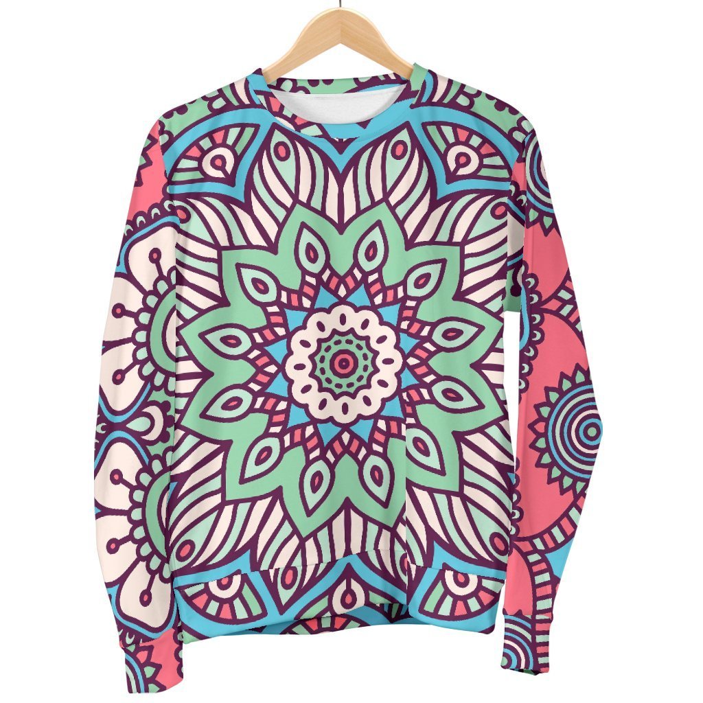 Pastel Mandala Bohemian Pattern Print Men's Crewneck Sweatshirt GearFrost