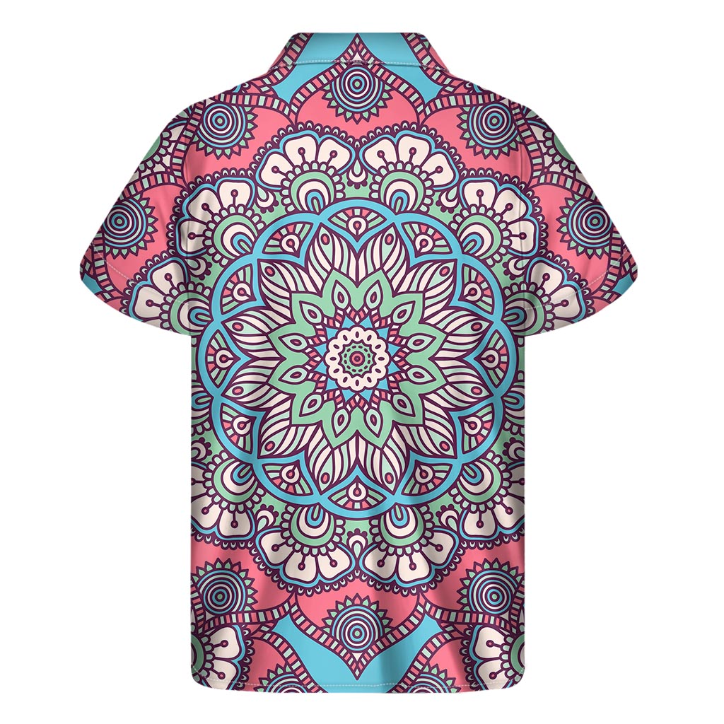 Pastel Mandala Bohemian Pattern Print Men's Short Sleeve Shirt