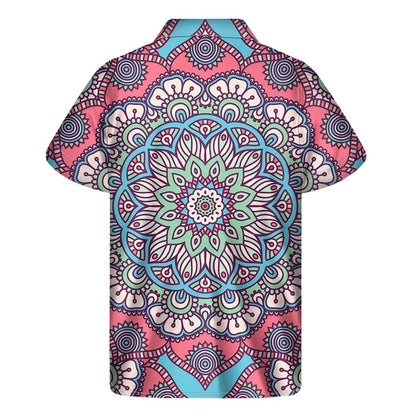 Pastel Mandala Bohemian Pattern Print Men's Short Sleeve Shirt