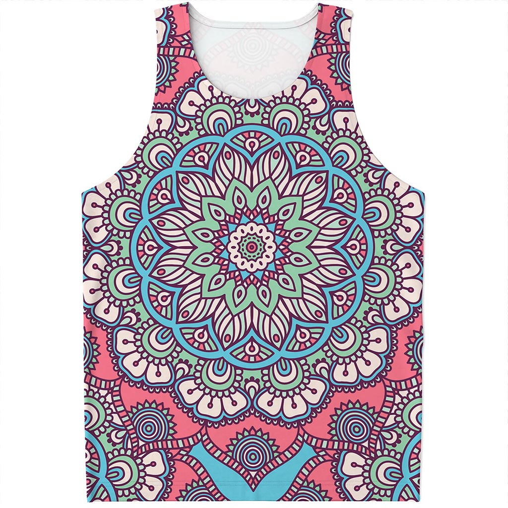 Pastel Mandala Bohemian Pattern Print Men's Tank Top