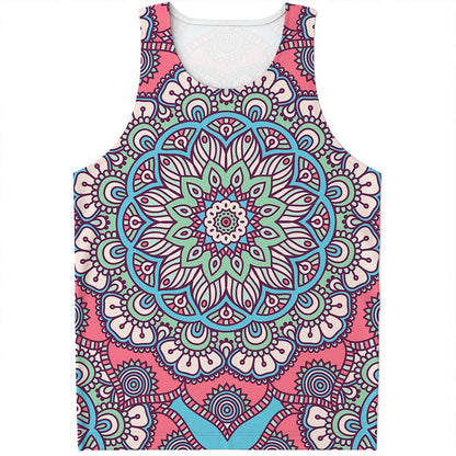 Pastel Mandala Bohemian Pattern Print Men's Tank Top