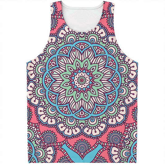 Pastel Mandala Bohemian Pattern Print Men's Tank Top