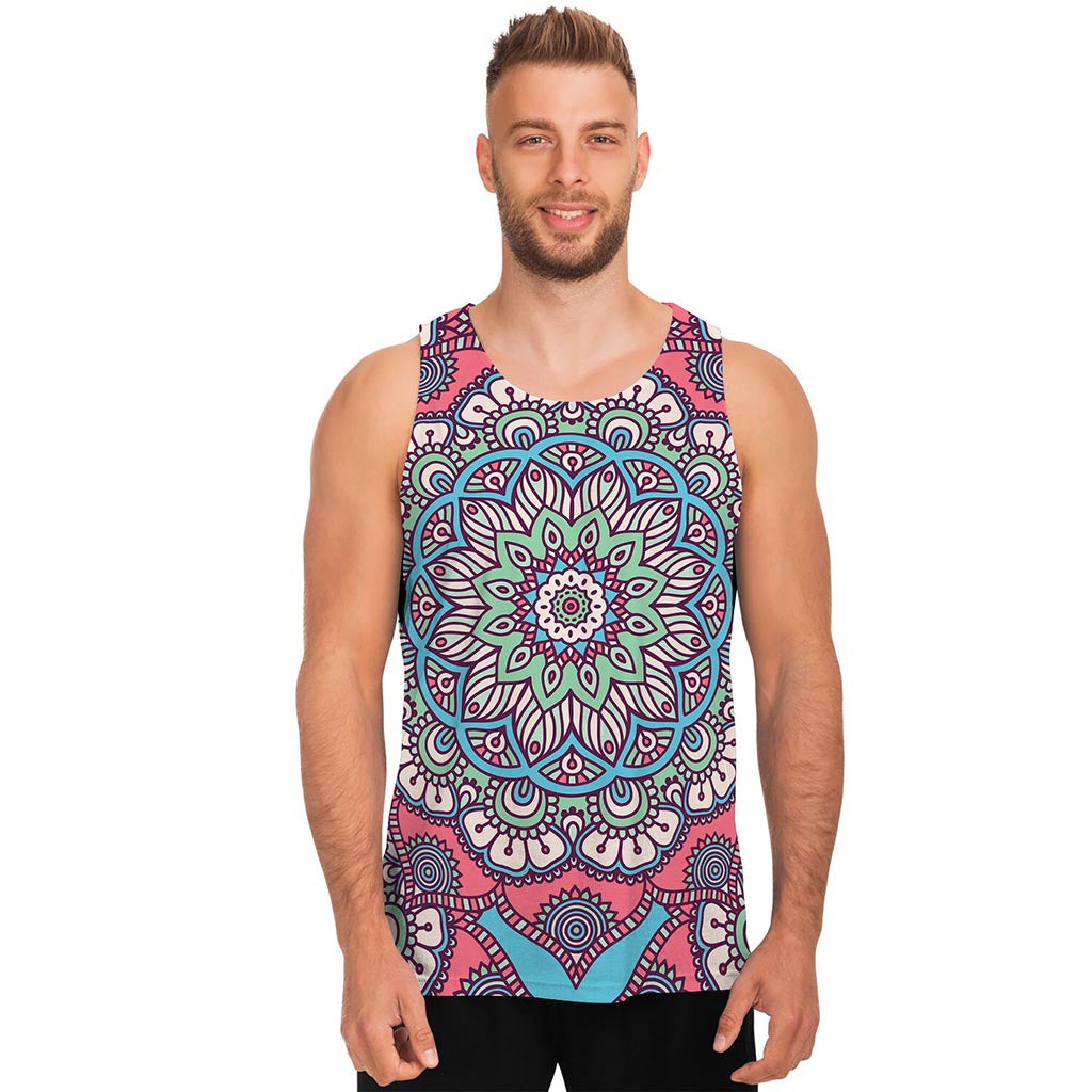 Pastel Mandala Bohemian Pattern Print Men's Tank Top