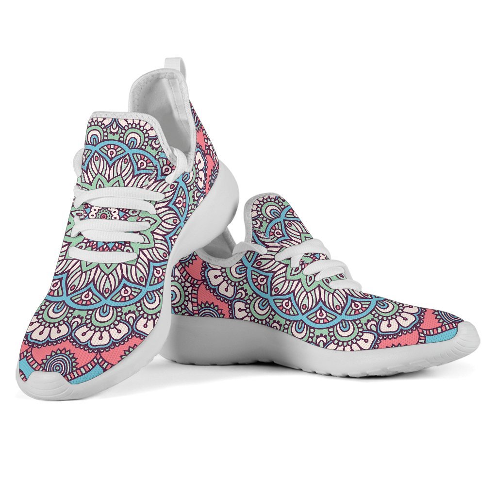 Pastel Mandala Bohemian Pattern Print Mesh Knit Shoes GearFrost