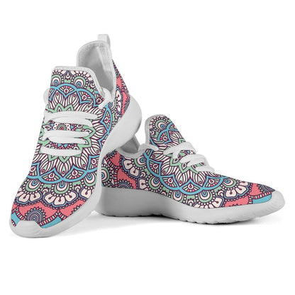 Pastel Mandala Bohemian Pattern Print Mesh Knit Shoes GearFrost