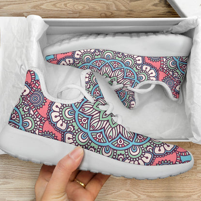Pastel Mandala Bohemian Pattern Print Mesh Knit Shoes GearFrost