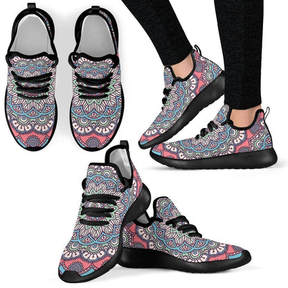 Pastel Mandala Bohemian Pattern Print Mesh Knit Shoes GearFrost
