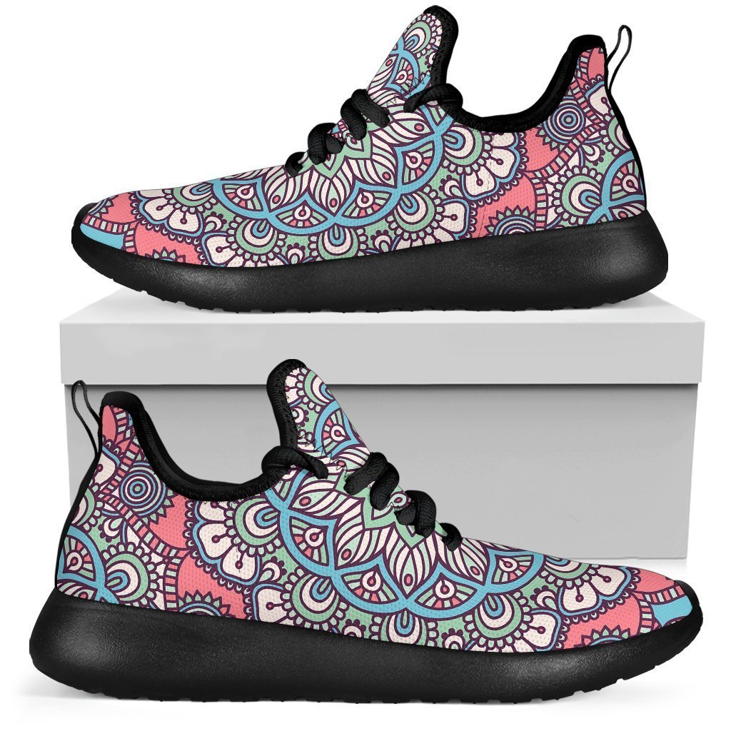 Pastel Mandala Bohemian Pattern Print Mesh Knit Shoes GearFrost