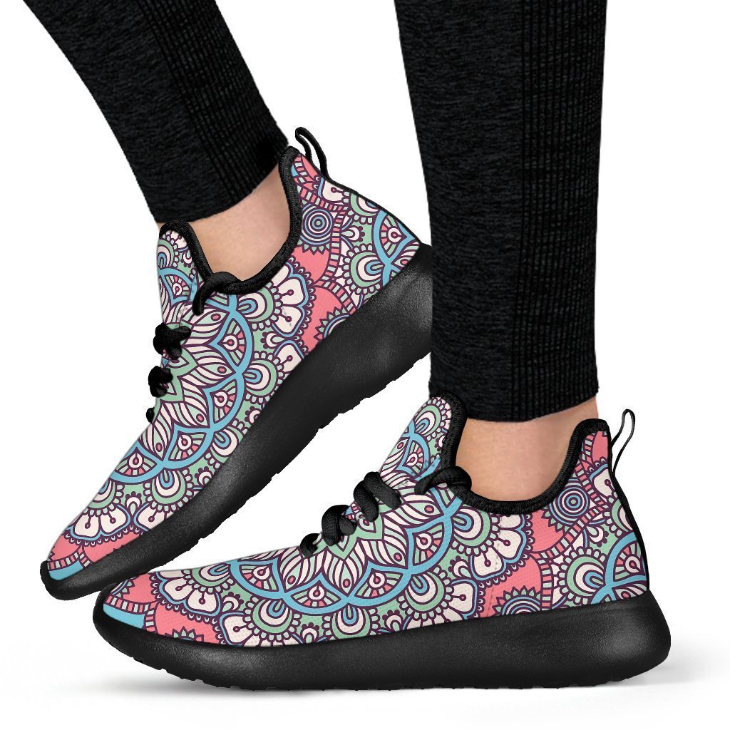 Pastel Mandala Bohemian Pattern Print Mesh Knit Shoes GearFrost