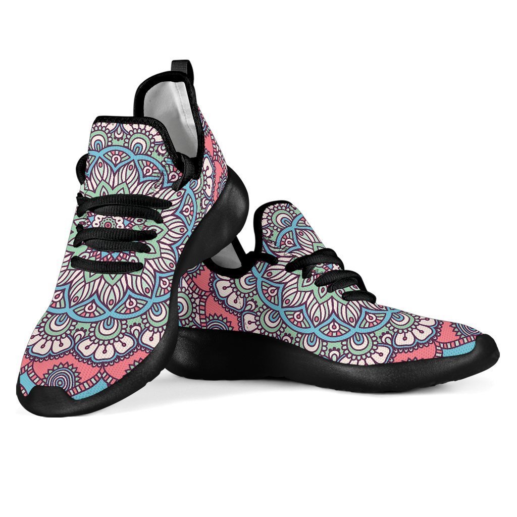 Pastel Mandala Bohemian Pattern Print Mesh Knit Shoes GearFrost