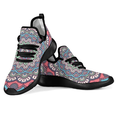 Pastel Mandala Bohemian Pattern Print Mesh Knit Shoes GearFrost