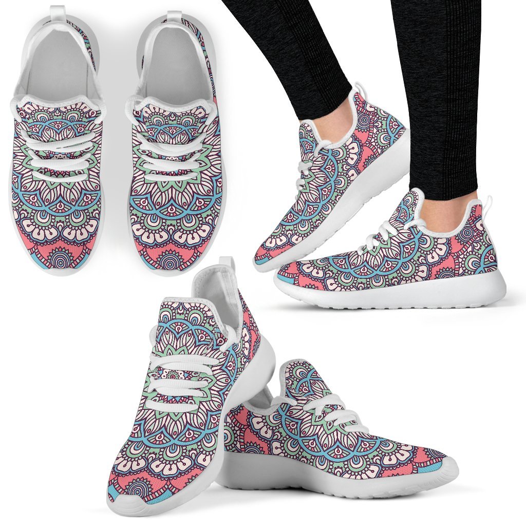 Pastel Mandala Bohemian Pattern Print Mesh Knit Shoes GearFrost