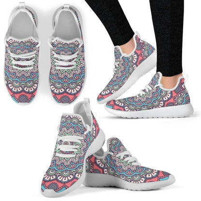 Pastel Mandala Bohemian Pattern Print Mesh Knit Shoes GearFrost