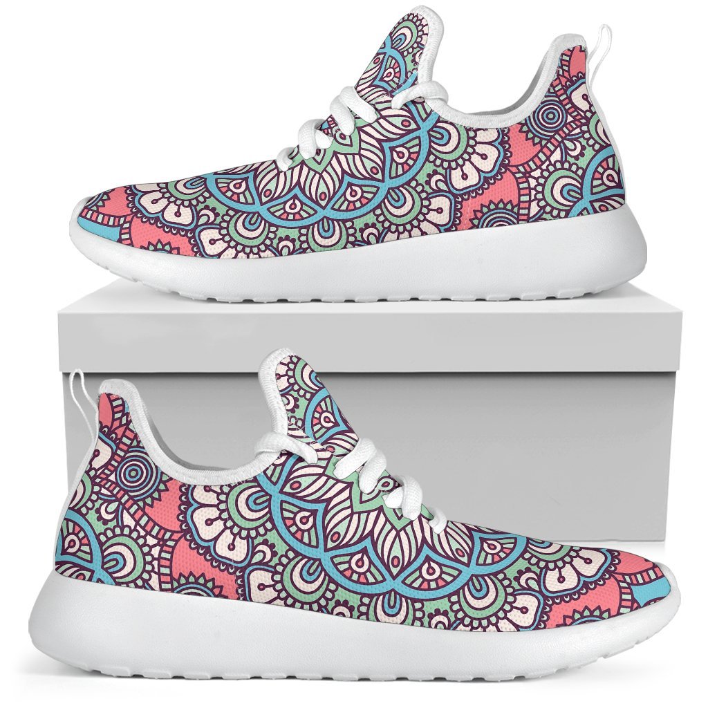 Pastel Mandala Bohemian Pattern Print Mesh Knit Shoes GearFrost