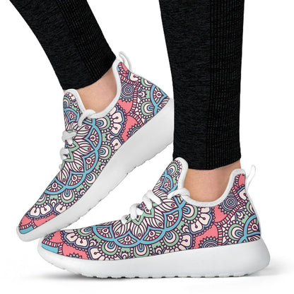 Pastel Mandala Bohemian Pattern Print Mesh Knit Shoes GearFrost
