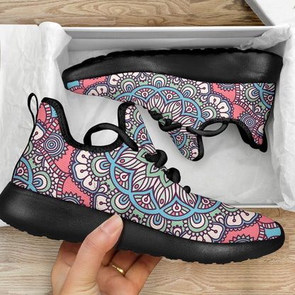 Pastel Mandala Bohemian Pattern Print Mesh Knit Shoes GearFrost
