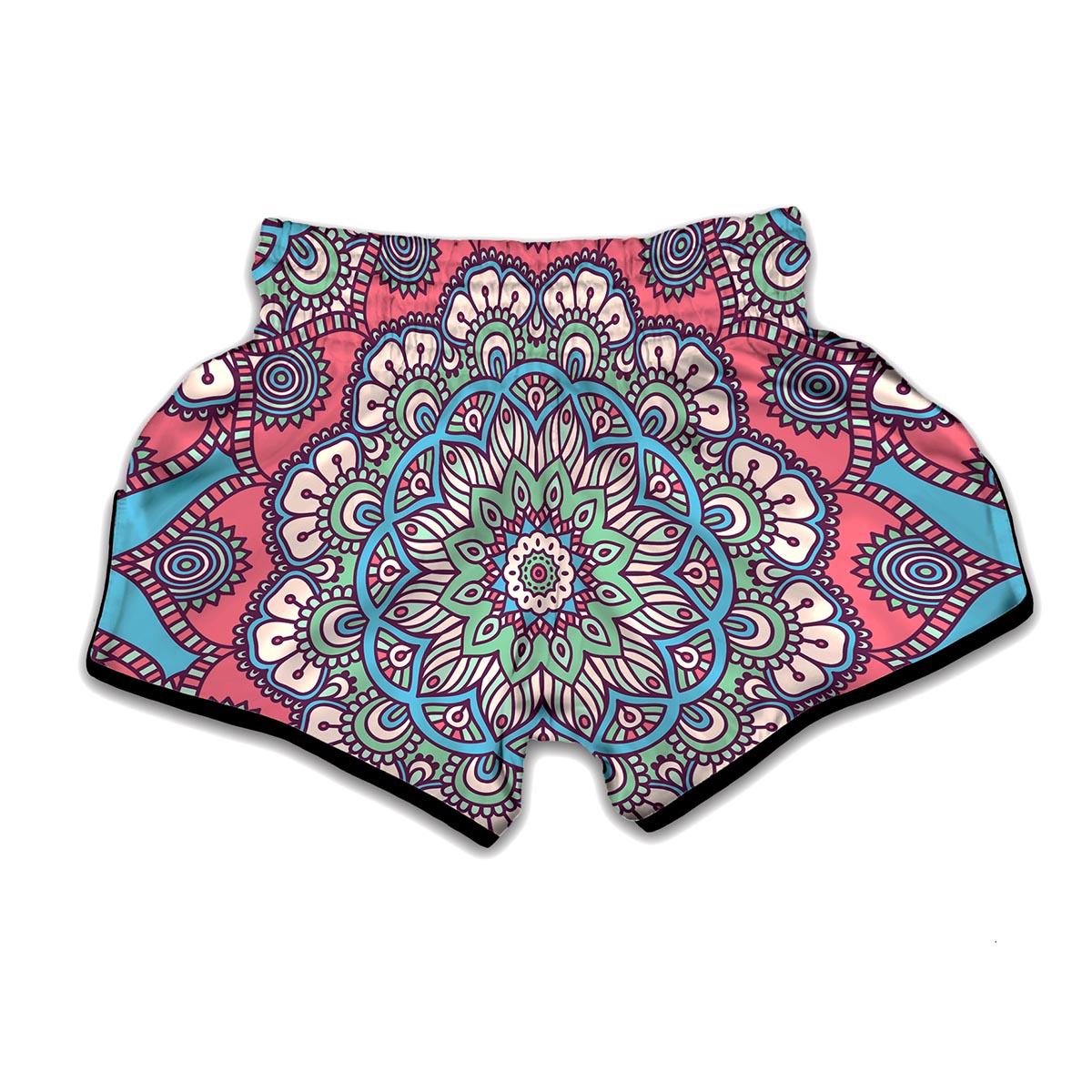 Pastel Mandala Bohemian Pattern Print Muay Thai Boxing Shorts