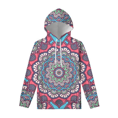 Pastel Mandala Bohemian Pattern Print Pullover Hoodie