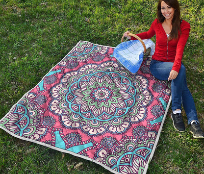 Pastel Mandala Bohemian Pattern Print Quilt