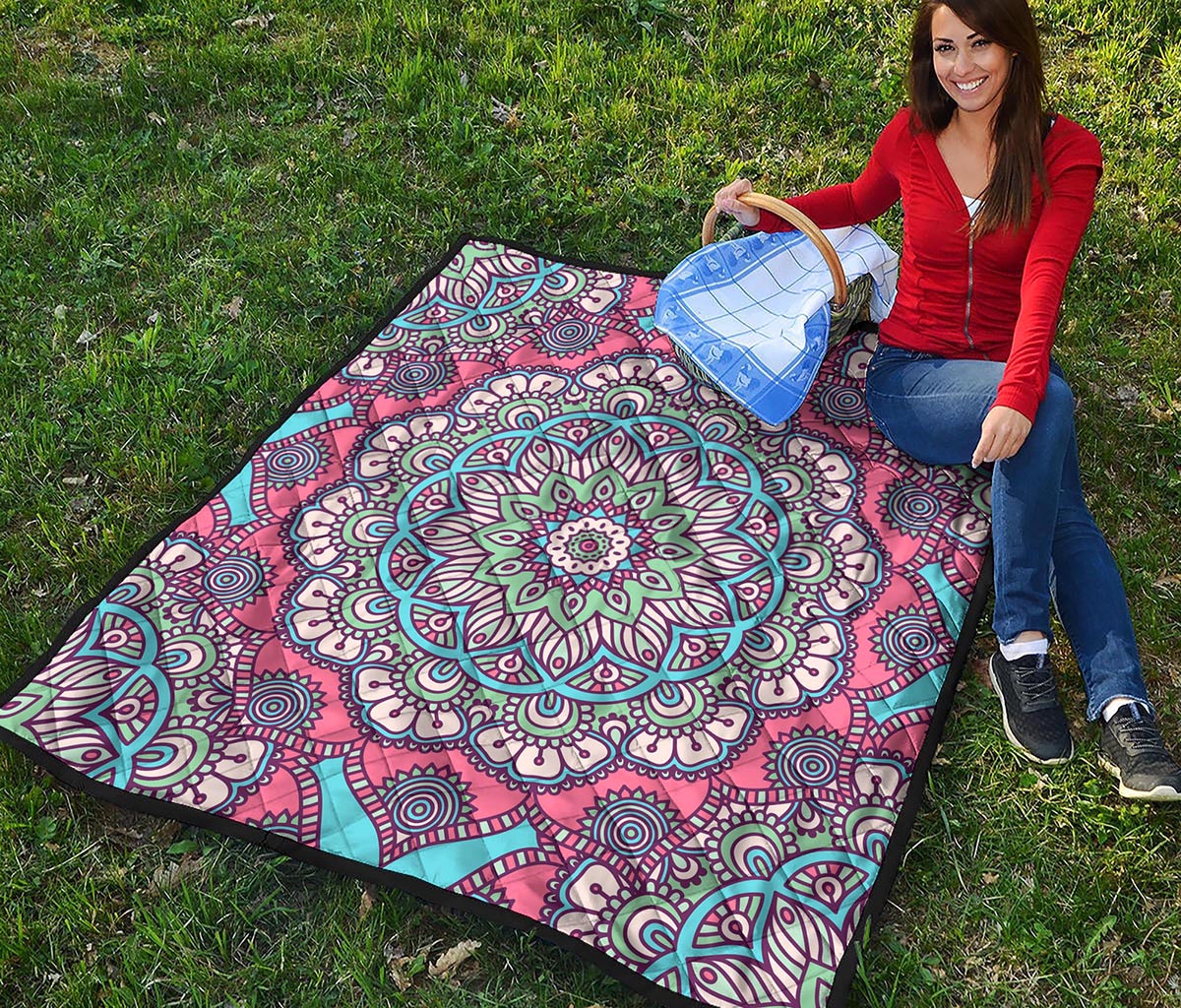 Pastel Mandala Bohemian Pattern Print Quilt