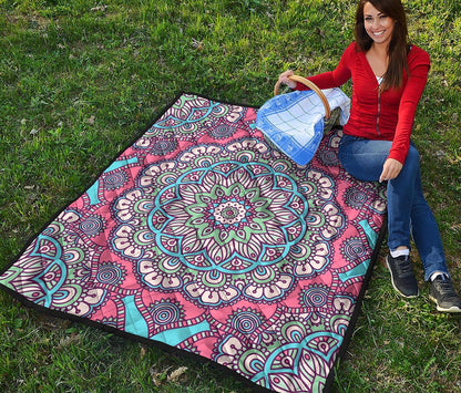 Pastel Mandala Bohemian Pattern Print Quilt