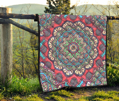 Pastel Mandala Bohemian Pattern Print Quilt