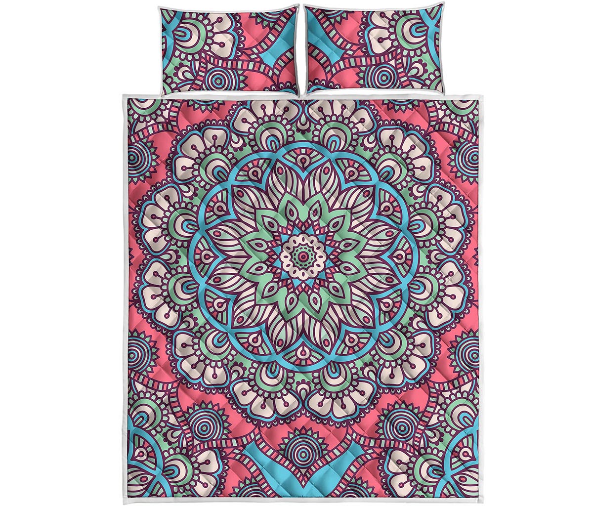 Pastel Mandala Bohemian Pattern Print Quilt Bed Set