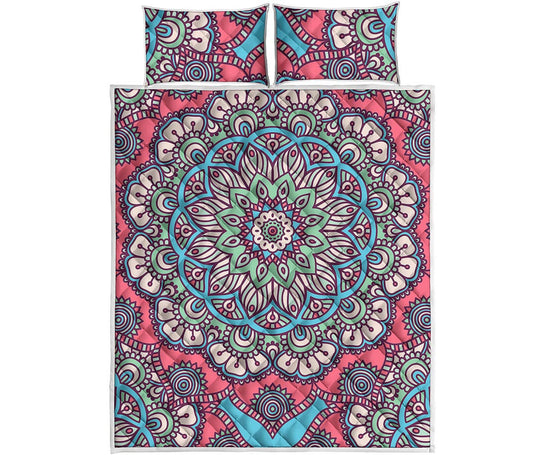 Pastel Mandala Bohemian Pattern Print Quilt Bed Set