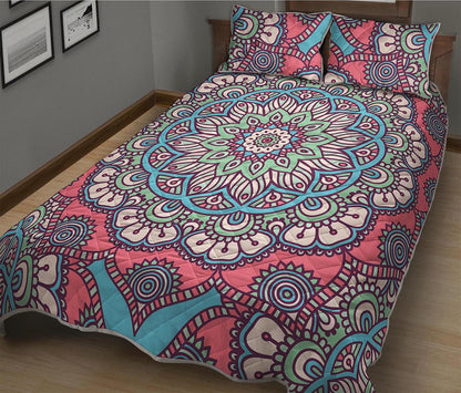 Pastel Mandala Bohemian Pattern Print Quilt Bed Set