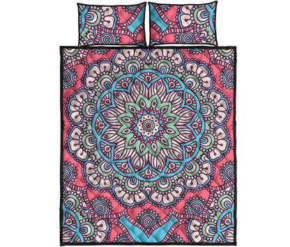 Pastel Mandala Bohemian Pattern Print Quilt Bed Set