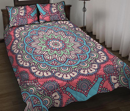 Pastel Mandala Bohemian Pattern Print Quilt Bed Set
