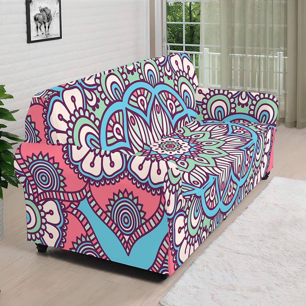 Pastel Mandala Bohemian Pattern Print Sofa Cover
