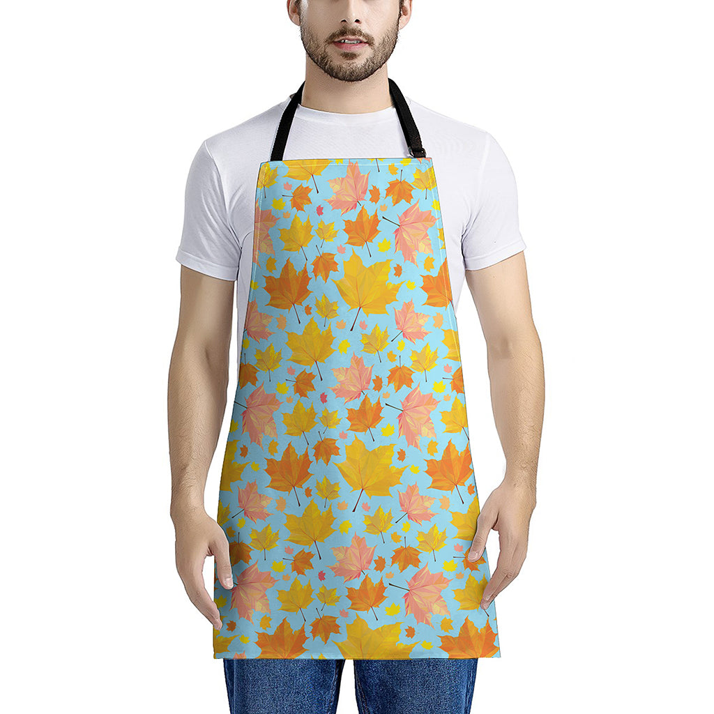 Pastel Maple Leaves Pattern Print Apron