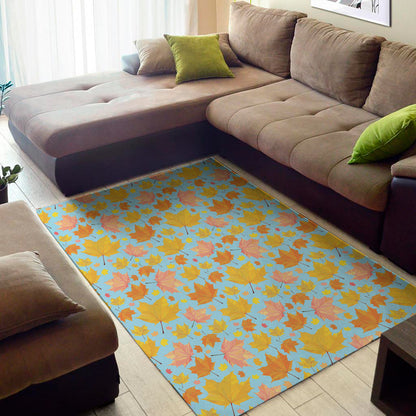 Pastel Maple Leaves Pattern Print Area Rug