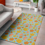 Pastel Maple Leaves Pattern Print Area Rug