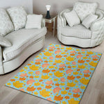 Pastel Maple Leaves Pattern Print Area Rug
