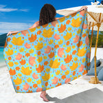 Pastel Maple Leaves Pattern Print Beach Sarong Wrap