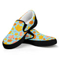 Pastel Maple Leaves Pattern Print Black Slip On Sneakers