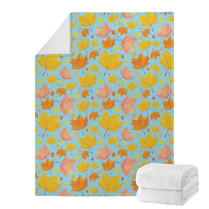 Pastel Maple Leaves Pattern Print Blanket