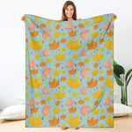 Pastel Maple Leaves Pattern Print Blanket