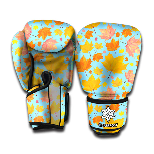 Pastel Maple Leaves Pattern Print Boxing Gloves